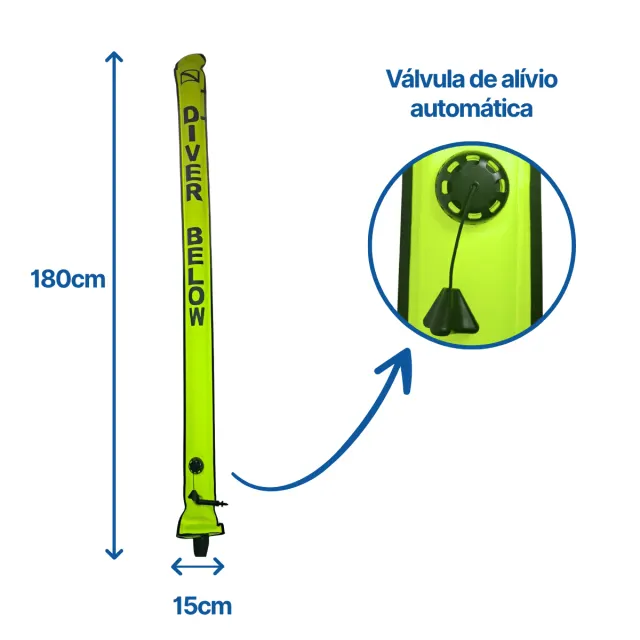 Salsichão de Mergulho Seasub Deco Marker Amarelo 180cm com Pochete - Imagem 4