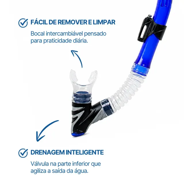 Snorkel Respirador SK-10 Dry Fun Dive com Sistema Dry Top para Mergulho e Snorkeling - Imagem 8