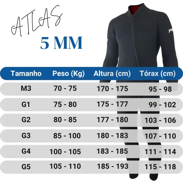 Roupa de Mergulho Comercial Pino Atlas 5mm — Conjunto Jaqueta com Capuz e Jardineira - Imagem 8