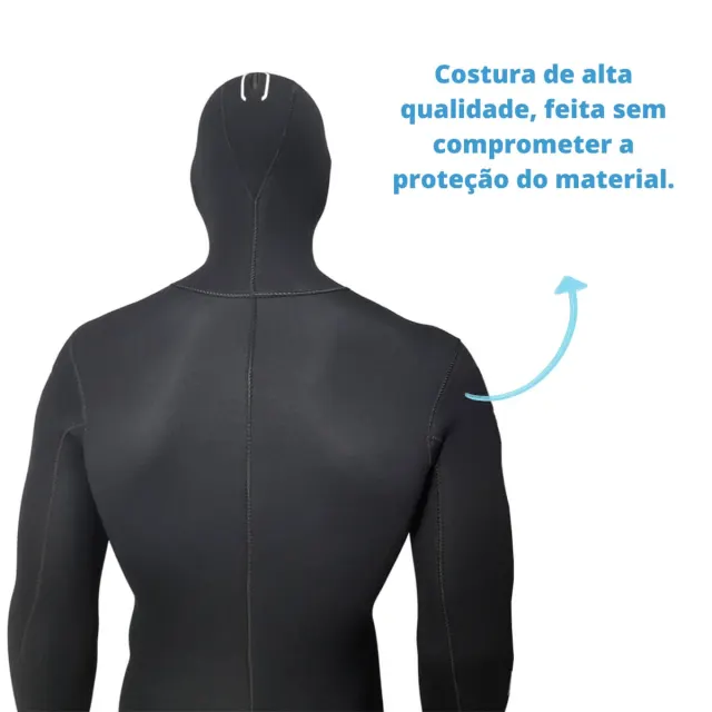 Roupa de Mergulho Neoprene Pino Tarpon 3mm com Capuz Integrado e Zíper YKK - Imagem 4