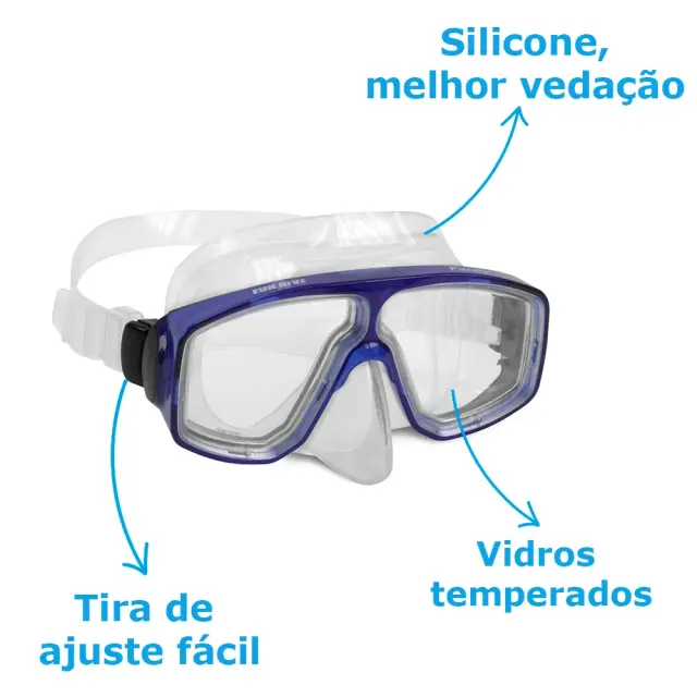 Kit de Mergulho Fun Dive Máscara Paraty 2 Lentes em Silicone + Snorkel SK-09 - Imagem 27