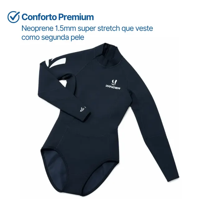Maiô Neoprene Feminino Winder ELA 1.5mm Manga Longa Super Stretch 4 Way - Imagem 23