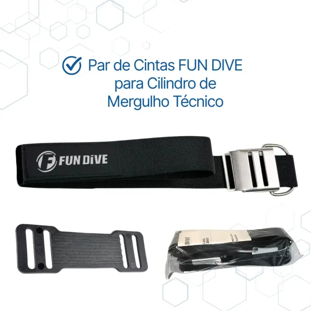 Cinta de Fixação de Cilindro Fun Dive para Colete ASA · Par com Fivela Inox SS-304 - Imagem 2