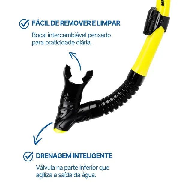 Snorkel Respirador SK-10 Dry Fun Dive com Sistema Dry Top para Mergulho e Snorkeling - Imagem 14