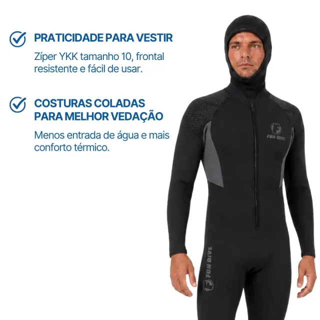 Kit Roupa Fun Dive Rocas 5mm com Colete e Capuz 3mm - Imagem 3