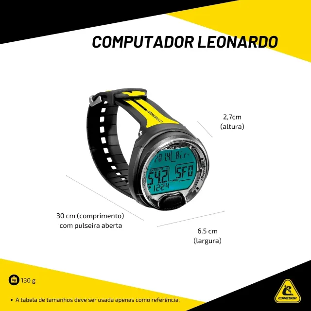 Computador de Mergulho Cressi Leonardo com Modos Air, Nitrox e Gauge - Imagem 6