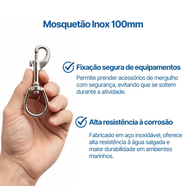 SS-100G, Mosquetão médio Inox 100mm Olhal 3cm - Imagem 2