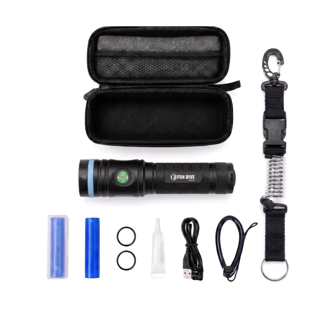 Kit Lanterna de Mergulho Fun Dive NOVA 2600 Lúmens com Retrator com Mola R-10 - Imagem 3