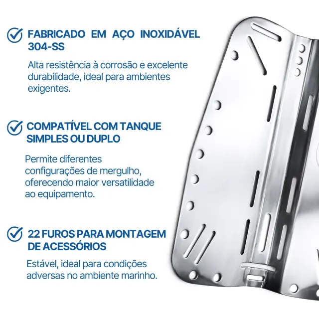 Kit Backplate Fun Dive em Aço Inox 304 com Adaptador ASA - Imagem 4
