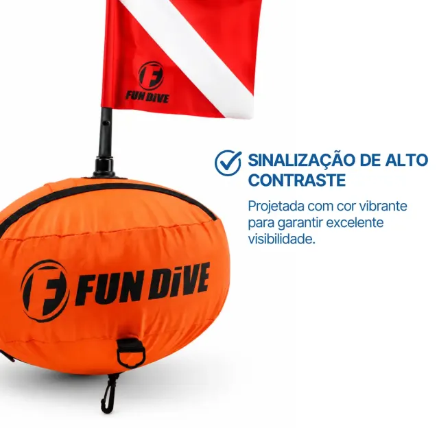 Boia de Mergulho Fun Dive BOIA-01R Redonda com Capa de Nylon e Cabo 20m - Imagem 4