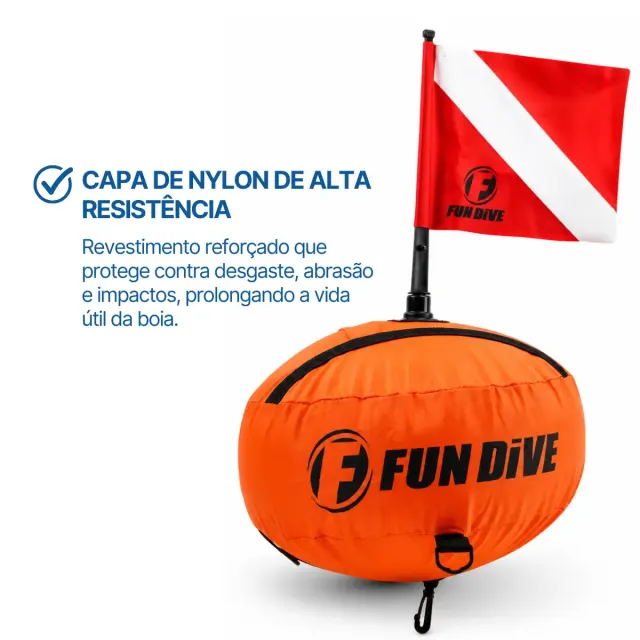 Boia de Mergulho Fun Dive BOIA-01R Redonda com Capa de Nylon e Cabo 20m - Imagem 2