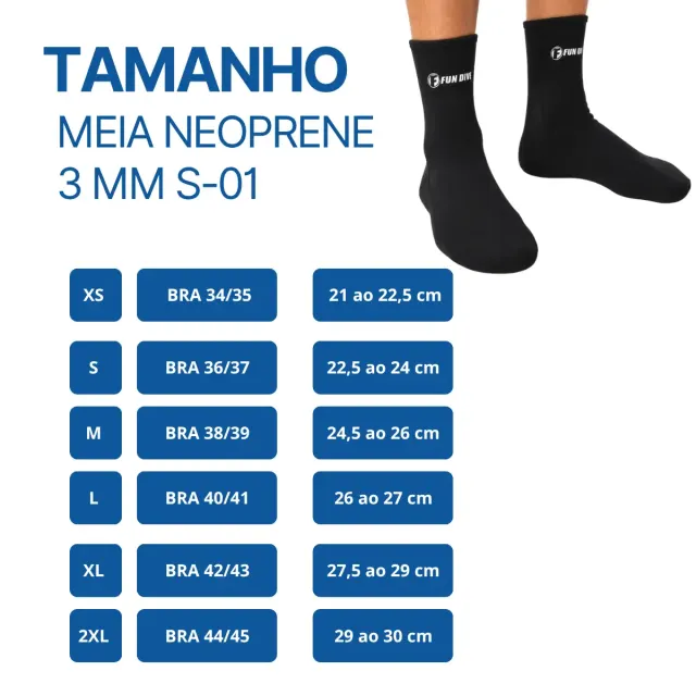 Meia de Neoprene 3mm Fun Dive S-01 para Mergulho - Imagem 5