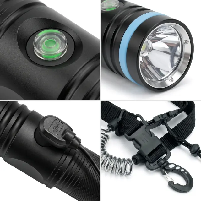 Kit Lanterna de Mergulho Fun Dive NOVA 2600 Lúmens com Retrator com Mola R-10 - Imagem 4