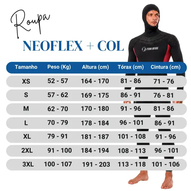 Kit Roupa de Mergulho Fun Dive Neoflex 7mm com Colete e Capuz - Imagem 14
