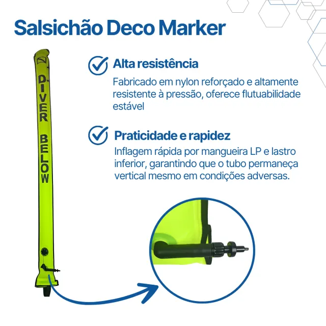 Salsichão de Mergulho Seasub Deco Marker Amarelo 180cm com Pochete - Imagem 2