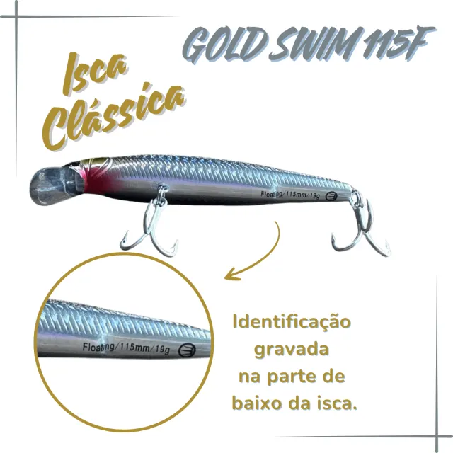 GOLD SWIM 115F, Isca Artificial Floating 19g - Imagem 4