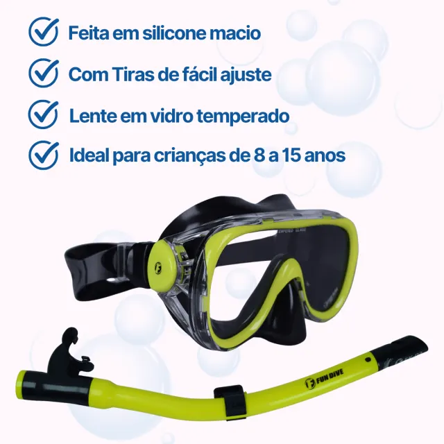Kit de Mergulho Infantil Fun Dive Búzios com Máscara de Vidro Temperado e Snorkel Semi Seco - Imagem 6