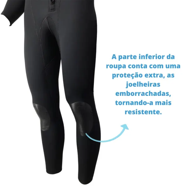 Roupa de Mergulho Neoprene Pino Tarpon 3mm com Capuz Integrado e Zíper YKK - Imagem 3