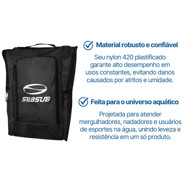 Mochila de Mergulho Seasub Backpack · Drenante em Náilon 420, 68 cm - Imagem 2