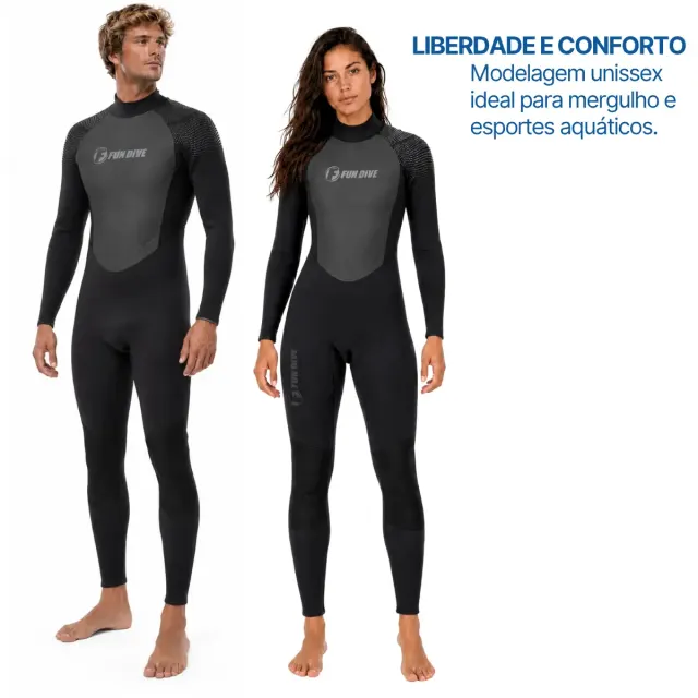 Long John Neoprene 3mm Fun Dive Wailea 4-Way Stretch Unissex - Imagem 5