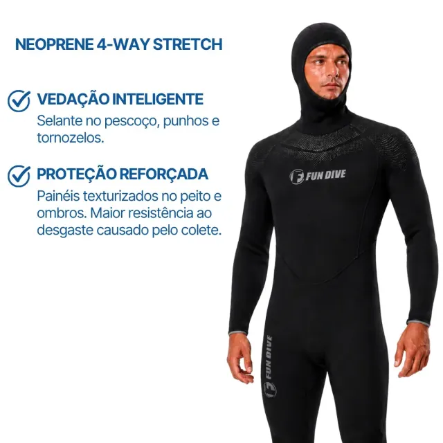 Kit Roupa de Mergulho Fun Dive Neoflex 7mm com Colete e Capuz - Imagem 4