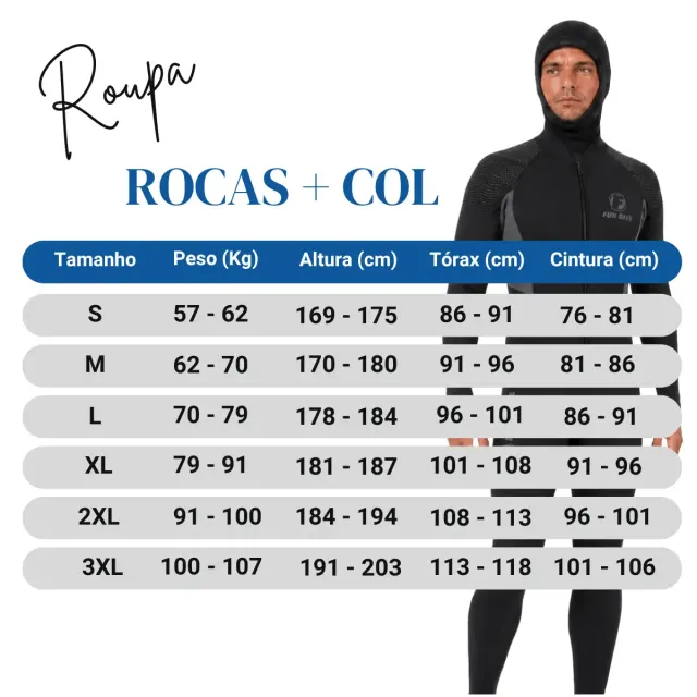 Kit Roupa Fun Dive Rocas 5mm com Colete e Capuz 3mm - Imagem 7