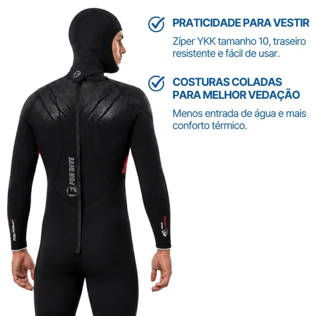Kit Roupa de Mergulho Fun Dive Neoflex 7mm com Colete e Capuz - Imagem 11