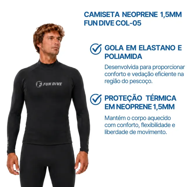 Conjunto de Neoprene Fun Dive Camiseta Manga Longa e Bermuda - Imagem 2