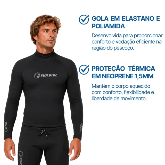 Camiseta de Neoprene 1,5mm Manga Longa Térmica Fun Dive COL-05 - Imagem 2