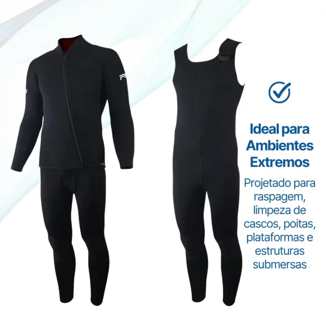 Roupa de Mergulho Comercial Pino Atlas 5mm — Conjunto Jaqueta com Capuz e Jardineira - Imagem 6