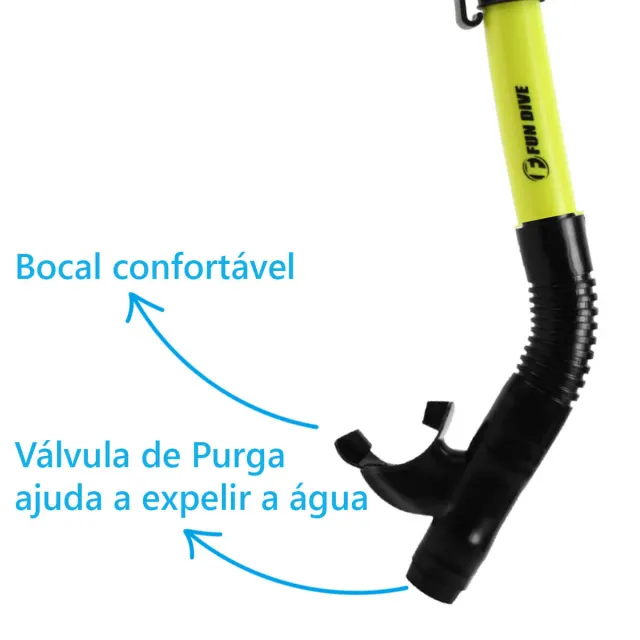 Snorkel Respirador SK-09 FUN DIVE com Válvula de Drenagem e Quebra-Onda para Mergulho e Snorkeling - Imagem 6