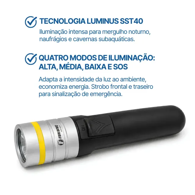 Lanterna de Mergulho LUX Fun Dive 2000 Lumens Recarregável IPX8 100m - Imagem 12