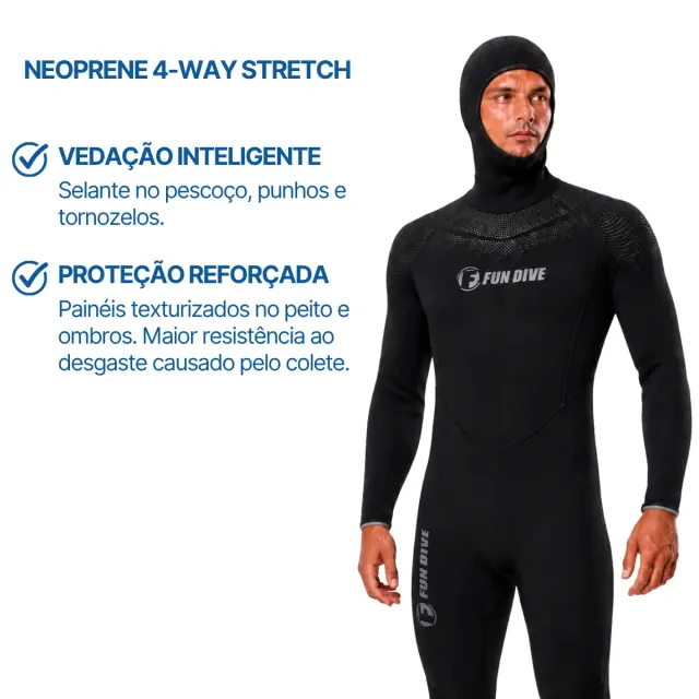 Kit Roupa de Mergulho Fun Dive Neoflex 7mm com Colete e Capuz - Imagem 3