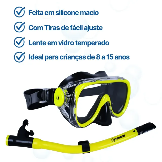 Kit de Mergulho Infantil Fun Dive: Máscara Búzios + Snorkel SK-03 + Nadadeira Dolphin - Imagem 8