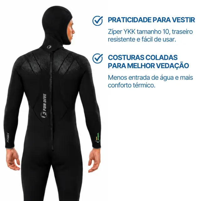 Kit Roupa de Mergulho Fun Dive Neoflex 7mm com Colete e Capuz - Imagem 4