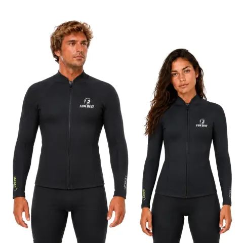 JACKET 1.5, Camiseta manga longa, neoprene 1.5mm, zíper frontal, braço strech