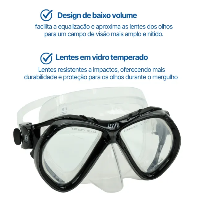 Kit Máscara Fun Dive Onix com Snorkel SK-07, Válvula e Quebra-Onda - Imagem 3