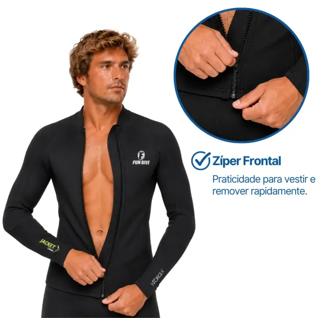 Jaqueta de Neoprene 1.5mm Fun Dive · Manga Longa com Zíper Frontal - Imagem 4