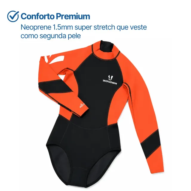 Maiô Neoprene Feminino Winder ELA 1.5mm Manga Longa Super Stretch 4 Way - Imagem 4