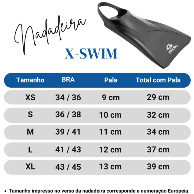 Nadadeira Pé de Pato X-Swim Excel — Pala Curta para Bodyboard - Imagem 4