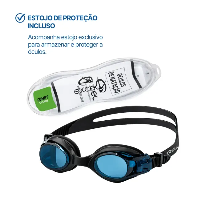 Óculos de Natação Adulto Excel Comet com Vedação em Silicone e Lentes em Policarbonato - Imagem 14