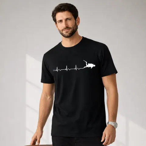 Camiseta de Mergulho Frequência Cardíaca Algodão Imersa Divers