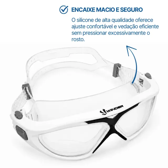 Óculos Jet Ski Winder Acqua - Máscara Náutica em Silicone Duas Lentes Preto - Imagem 3