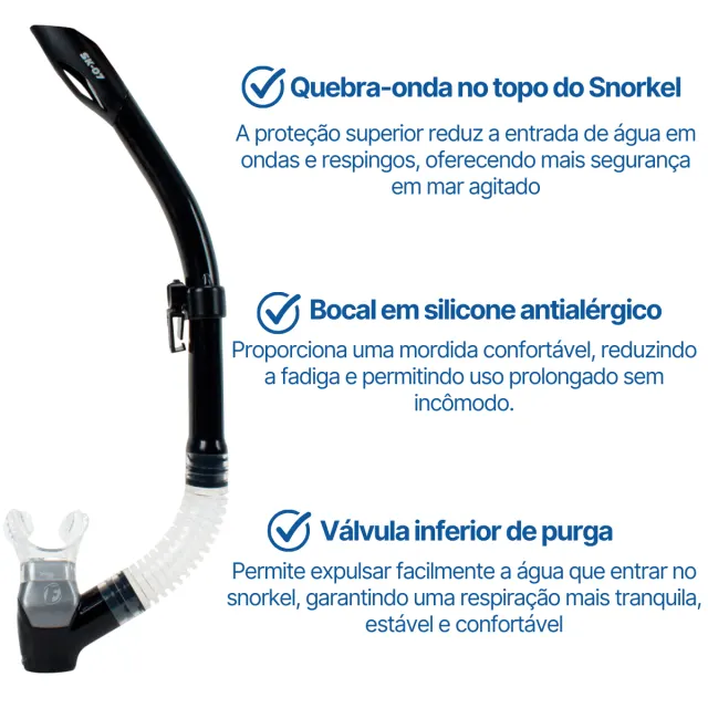 Kit Máscara Fun Dive Onix com Snorkel SK-07, Válvula e Quebra-Onda - Imagem 2