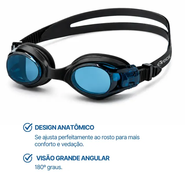 Óculos de Natação Adulto Excel Comet com Vedação em Silicone e Lentes em Policarbonato - Imagem 12