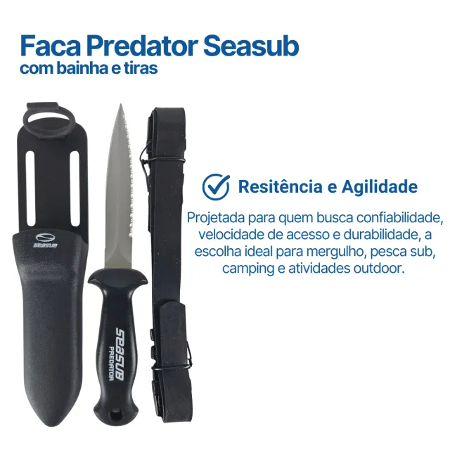 PREDATOR, Faca com Tiras e Bainha Seasub  - Imagem 2