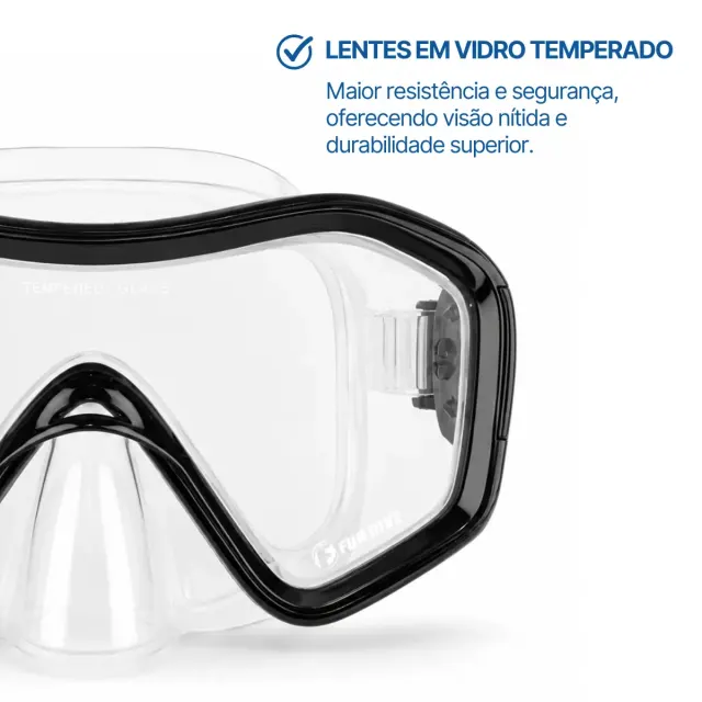 Kit Mergulho Fun Dive Máscara Rio + Snorkel SK-09 para Snorkeling, Apneia e Pesca Submarina - Imagem 37