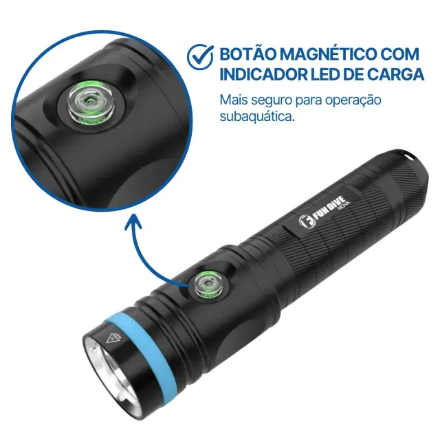 Lanterna de Mergulho Fun Dive NOVA 2600 Recarregável · 2600 Lúmens, IPX8 100m, LED XHP50 - Imagem 4