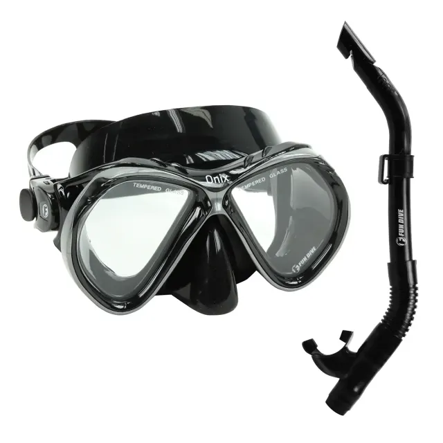 Kit Máscara Onix + Snorkel SK-09 Fun Dive em Silicone para Mergulho, Snorkeling e Pesca Submarina - Imagem 1