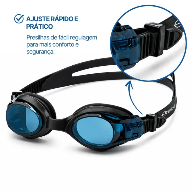 Óculos de Natação Adulto Excel Comet com Vedação em Silicone e Lentes em Policarbonato - Imagem 13
